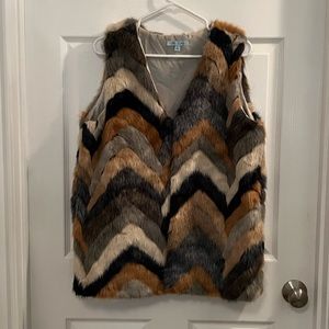 Multi color faux fur vest